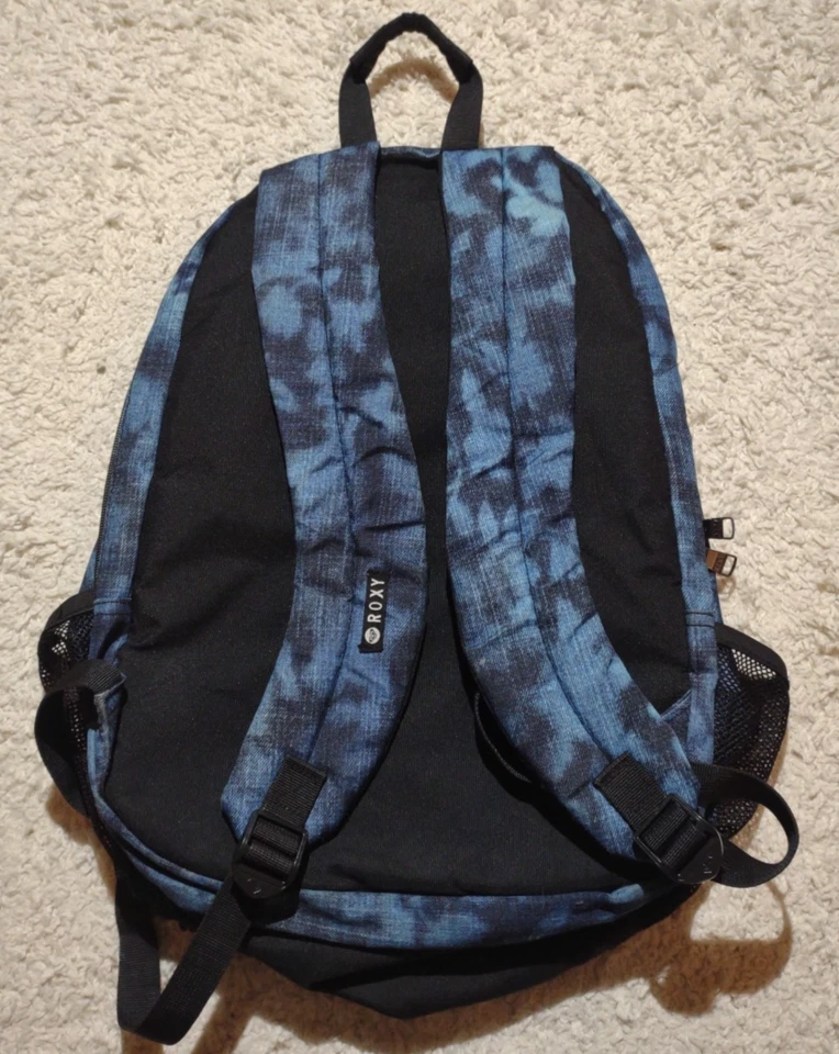 Mochila Roxy Noble Trek Feminina Meninas Logotipo Azul Rosa Bolsa Escolar - Imagem 3 de 4