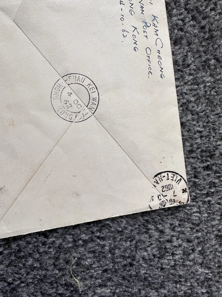 CUBIERTA DE HONG KONG 1962 FDC REGISTRADA EN SAIGÓN VIETNAM COLOMBIA PELÍCULA LTD Foto 3 de 3