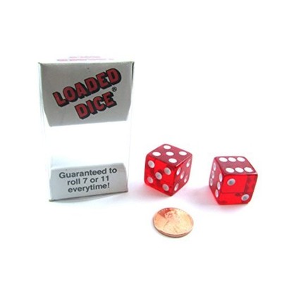 Koplow Games Transparent Loaded Dice 2-Piece Roll 7 or 11 Every Time