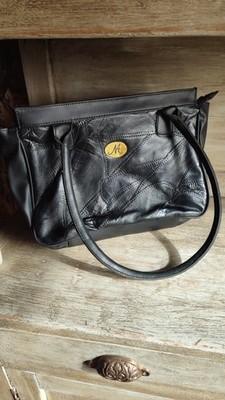 Vintage Handtasche MEDALLION - Schwarz Patchwork - 80/90er Jahre