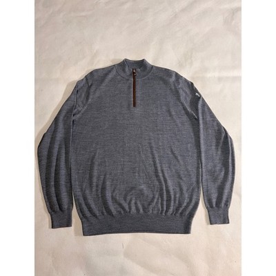 Peter Millar Mens Grey Merino Wool Lyocell Blend 1/4 Zip Sweater Size M NWOT