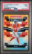 Bo Nix 2024 Rookies & Stars Orange Crusade 25/25 - PSA 9 - Broncos RC Card #CBNX