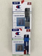 2 Pk Champion Boys M Soft Stretch Tagless Moisture Wicking Boxer Briefs 10 Pairs