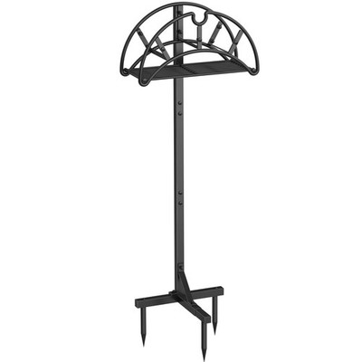 Mutool Freistehender Schlauchhalter - Gartenrohrständer aus Metall mit Medium, Schwarz 