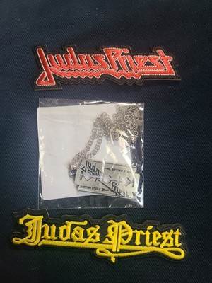 Judas Priest Lot 2 Vintage logo Embroidered Patches And Necklace Metal 80s