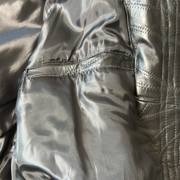 Phase Two Mens Black Leather Patchwork Bomber Jac… - image 11