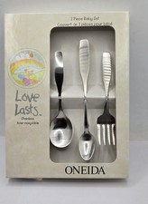 Oneida Child Set 3 Piece Silverware Brushed Stainless Steel Paul Revere NEW Box