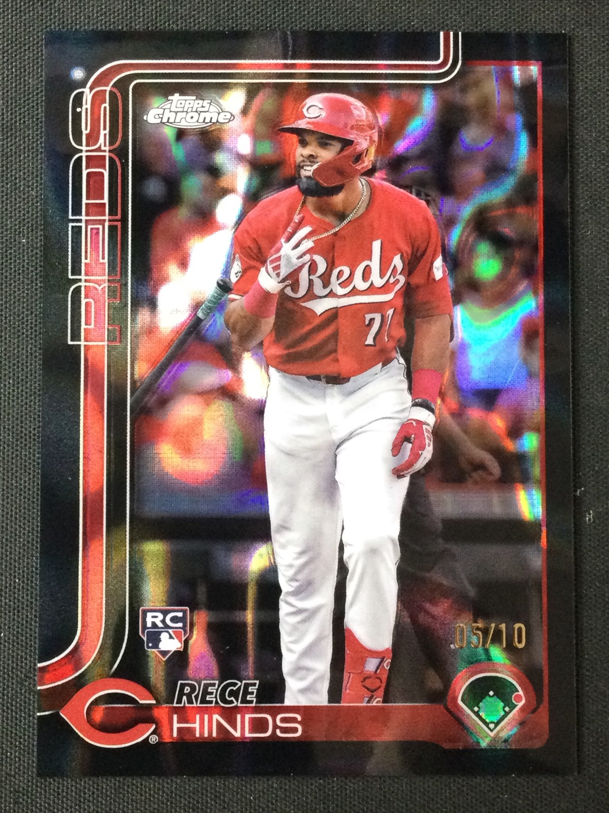 2025 Topps Chrome #253 Rece Hinds Black Lava Refractor /10 Cincinnati Reds