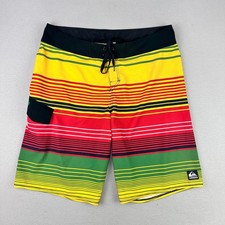 Vintage Quiksilver Boardshorts Mens 38x11 Long Baggy Y2K Surf Beach Cargo Rasta