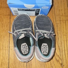 Sz K 7 Hey Dude Wendy Jersey Charcoal Pink Toddler Shoes Slip On Used In Box