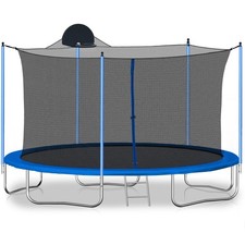 12ft 14ft Trampoline with Basketball Hoop Ladder Adults Kids Outdoor Trampolines