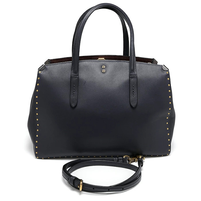 Coach Cooper Carryall with Rivets 31932 Handbag Shoulder Bag Leather Navy COACH