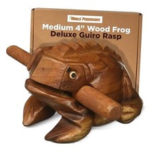 Deluxe Medium 4  Wood Frog Guiro Rasp - Percussion Musical 4" Deluxe Medium