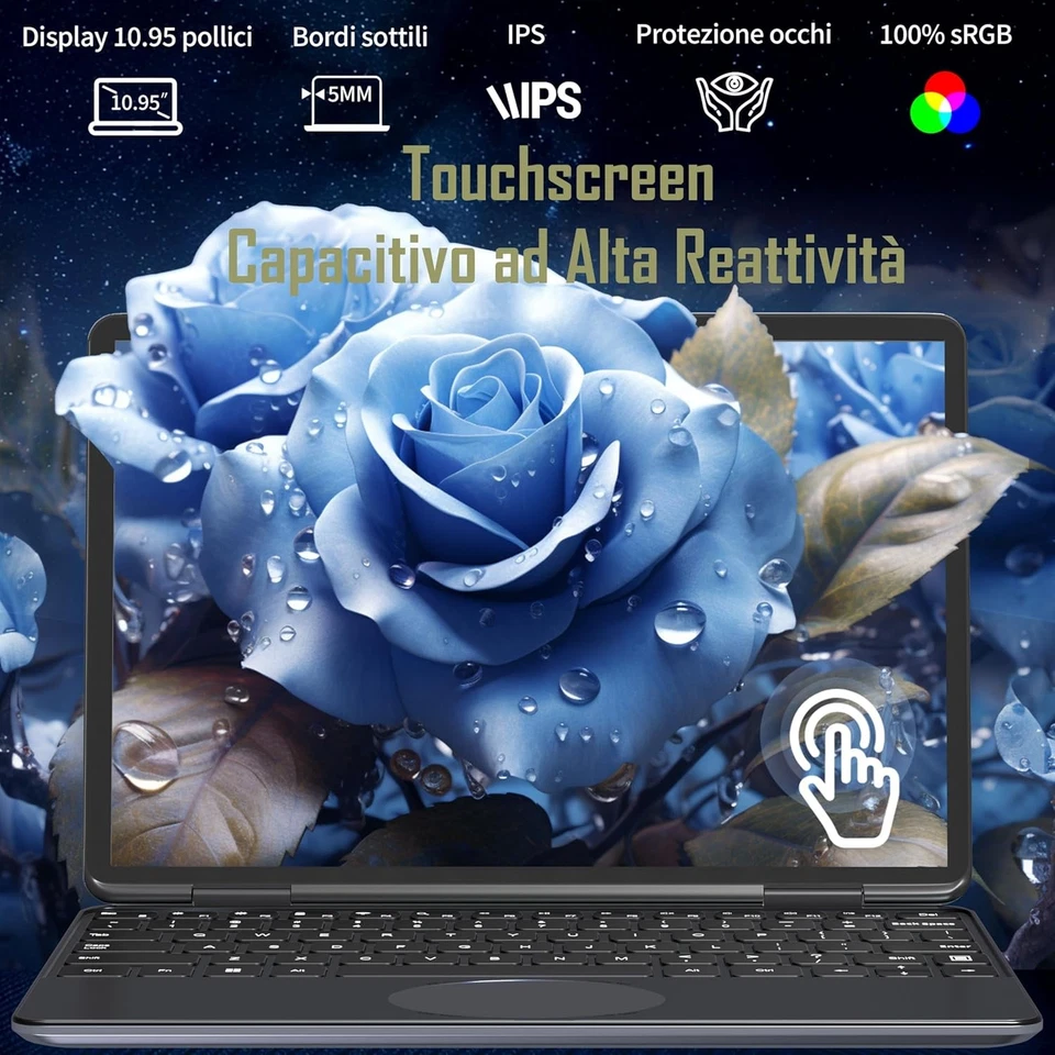 Notebook Convertibile 2 in 1 Touchscreen 11" FHD IPS 1920X1200, Processore N150  - Immagine 4 di 4