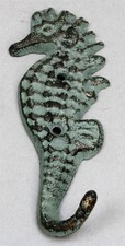 Wall Hook Cast Iron Coat Towel Key Hanger Rustic SEAHORSE 5-1/8" x 2"