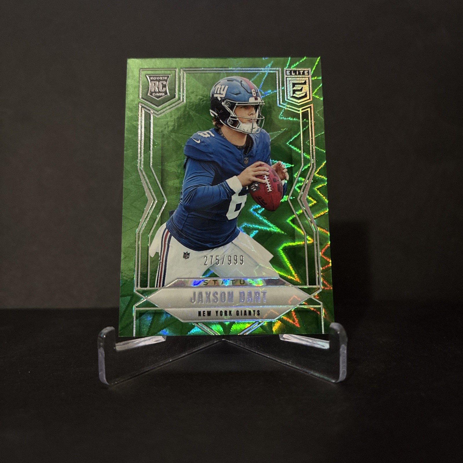 2025 Donrus Elite Jaxson Dart Rookie Green Explosion Status Prizm /999 Giants RC