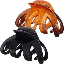 Aeyistry 2 Pcs Big Hair Claw Clips for Women and Girls,Non Slip Octopus Brown