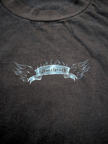 Vintage Y2K BullHead Double Sided Faded Black T-Shirt Size Men’s XL Flames USA - Picture 3 of 7