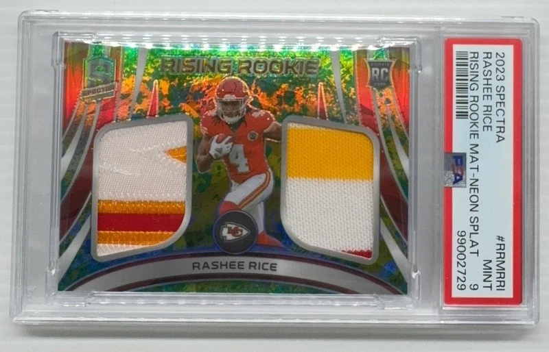 Rashee Rice Panini Spectra Rising Rookie Materials #RRMRRI Neon Blue
