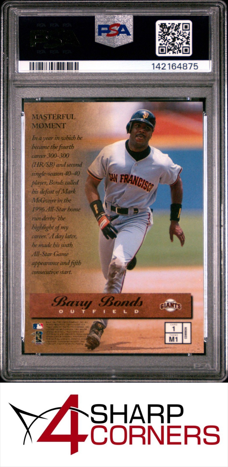 1997 FINEST #1 BARRY BONDS GIANTS PSA 10 view 2