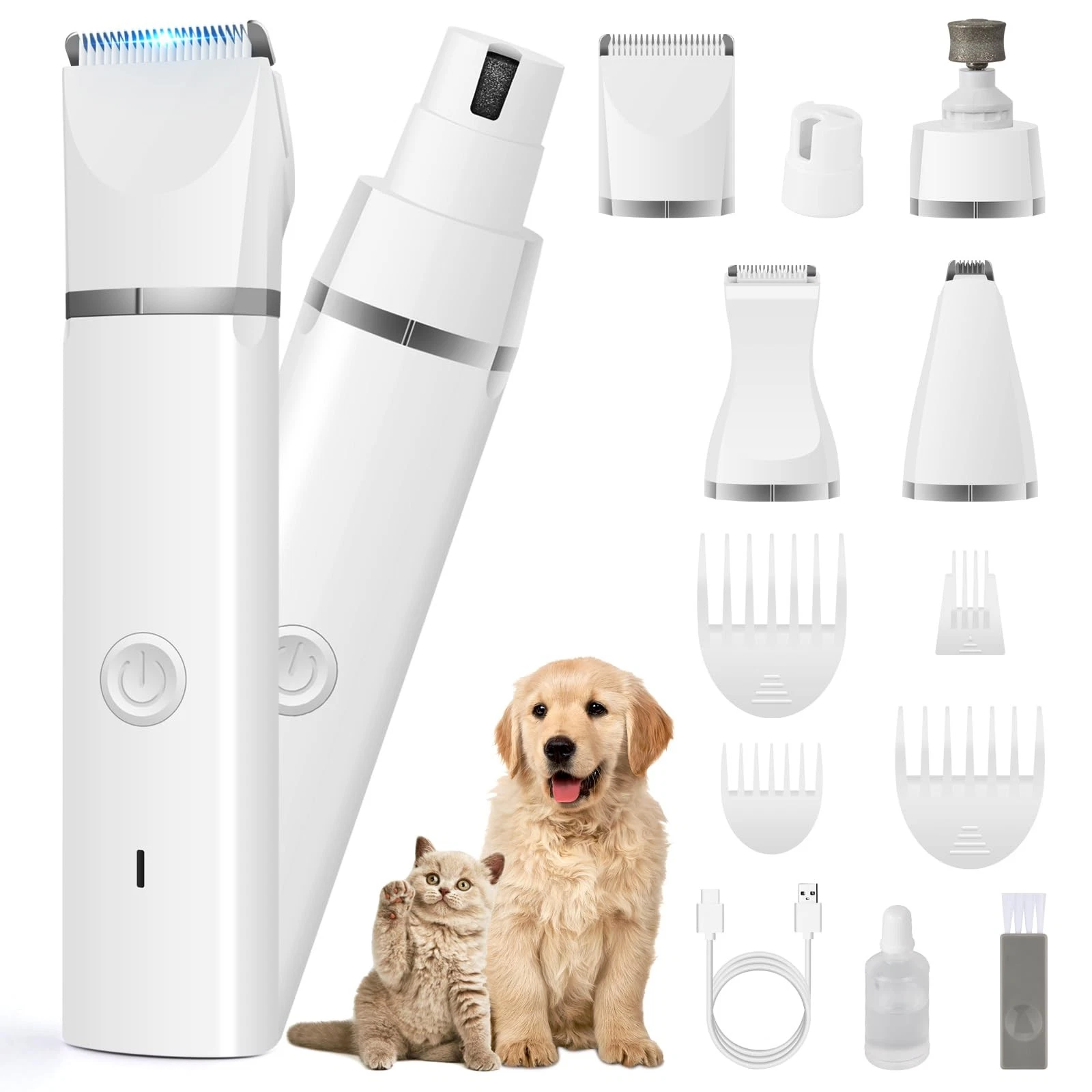 Dog Clippers Grooming Kit Hair Clipper-Low Noise Paw Trimmer- Rechargeable - ...