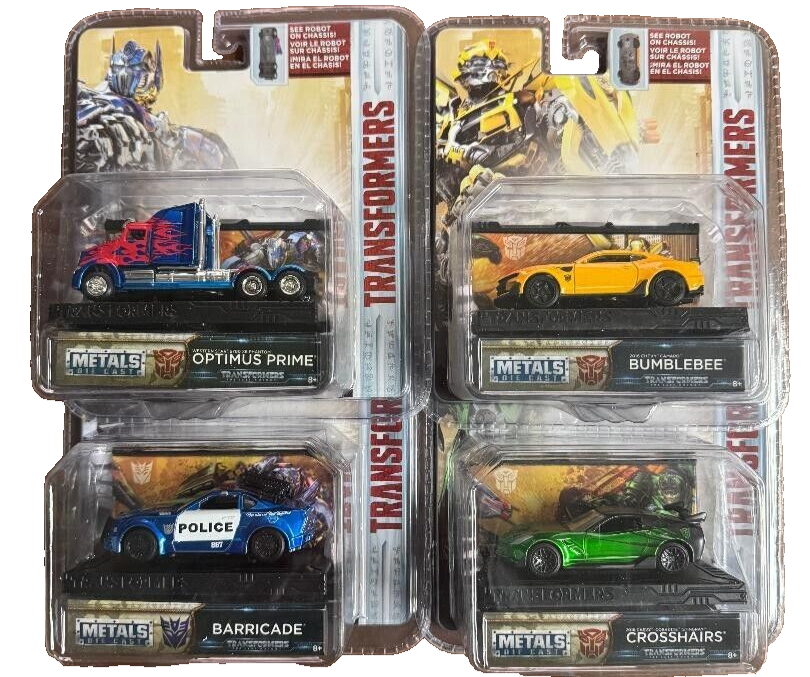 JADA TRANSFORMERS BUMBLE BEE OPTIMUS PRIME SET OF 4 PCS 1/64 DIECAST CAR 98500