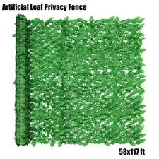 117x58" Artificial Faux Laurel Leaf Privacy Fence Panel Screen Hedge Light Green