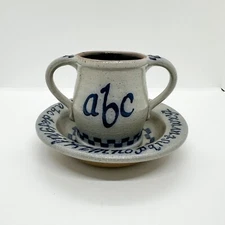 Vtg 90s Rowe Pottery Works Child Plate Cup Vase Teacher ABC Salt Arthritis