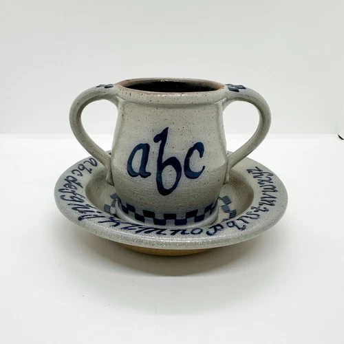 Vtg 90s Rowe Pottery Works Child Plate Cup Vase Teacher ABC Salt Arthritis