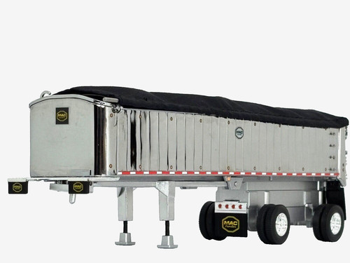 1/64 DCP CHROME MAC SPREAD AXLE DUMP TRAILER W/ BLACK TARP