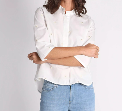 Camicia bianca con paillettes EMME MARELLA modello BRUSSON Tg.42