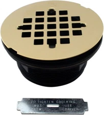 Westbrass D206P-01 4-1/2" OD Shower Drain Assembly and Grid Strainer Cover fits 