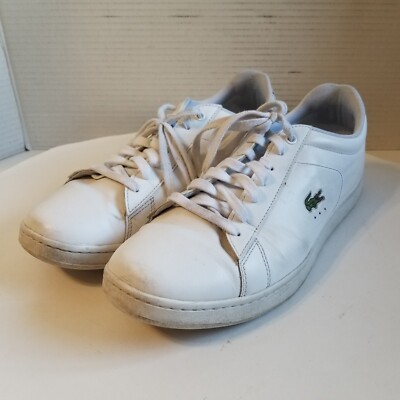 LACOSTE Carnaby Evo White Leather Shoes Size 12 Mens