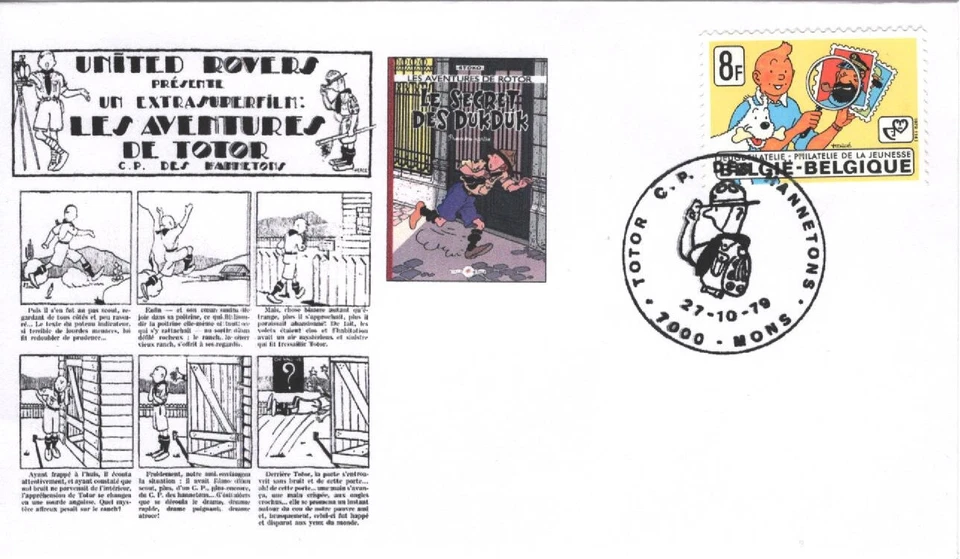 BELGIQUE 1939 Cachet MONS 27 Oct 1979 Totor C.P. des Hannetons HERGE TINTIN 6/6 - Photo 1/1