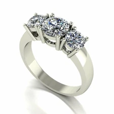 1.98Ct White Round CZ Three Stone Engagement Ring Solid 925 Sterling Silver