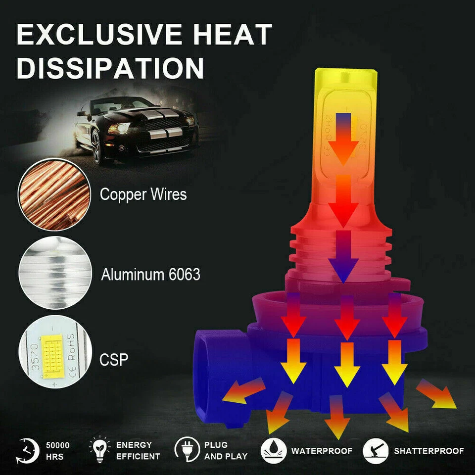 For Chevrolet Equinox 2010-2017 6000K 6X LED Headlight High Low+ Fog Light Bulbs - Image 4 of 4