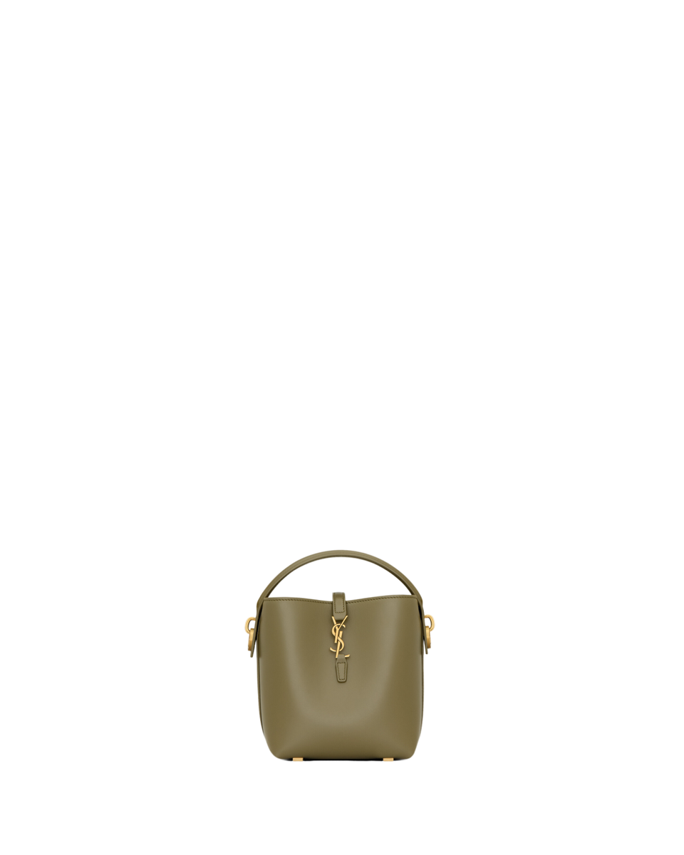 SAINT LAURENT Le 37 Mini $2300 Elmwood Shiny Leather Bucket
