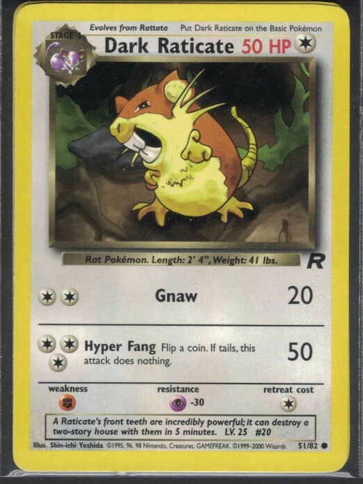 Pokemon Team Rocket Dark Raticate 51/82 Common LP