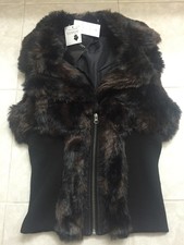 Fur Vest By Ashley Premium Brown/black Size L ****nwt****