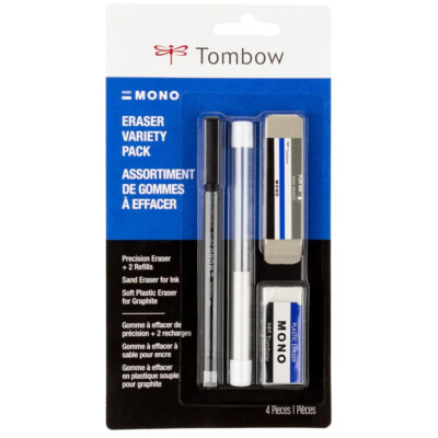 Tombow Mono Precision Eraser Variety Pack Removes Ink,Pencil,Colored Pencil 4pc