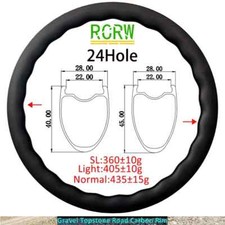 700C Wavy Carbon Rim 28mm Wide 24H Tapeless or Outer Holes Disc TG V Brake