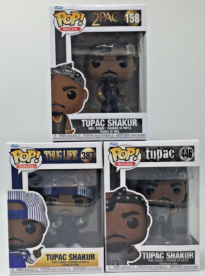 Funko Pop! Rocks Tupac Shakur #387 #446 Clay Love #158 Set of 3 W