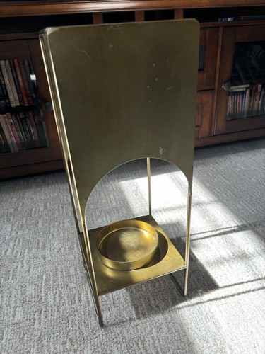 Tall Mid Century Modern Brass Large Candle Holder 21.5”x8”x8” FLAW - Picture 7 of 19
