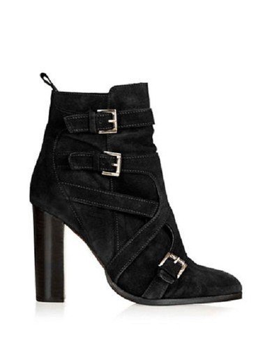Topshop Harrison Buckle Suede Ankle Boots-BLACK SZ EU 41 US 10.5 NEW
