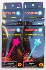 Glow Stick Wand Lights Glowing Butterfly & Star Lot of 4 New In Box (Pink Blue)
