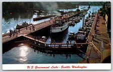 Postcard U. S. Government Locks, Seattle, Washington Unposted