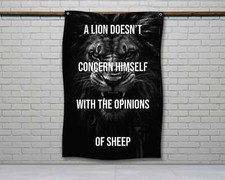 Lion Gym Flag - Motivational Fitness Wall Decor for Home Gym