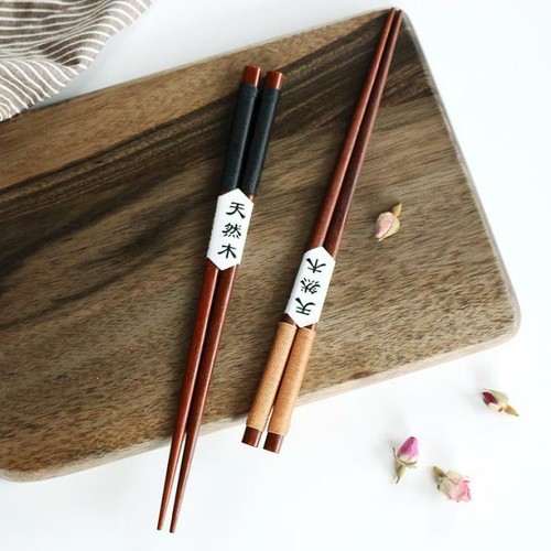 2 Pairs Handmade Japanese Natural Chestnut Wood Chopsticks Set Value Gift AU