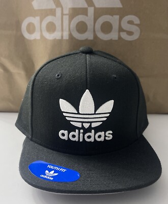 Adidas Hat Cap Youth OSFY Black Logo Adjustable | eBay