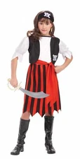 Forum Novelties Girls Pirate Lass 3 Piece Costume Child Small (4-6) Black/Red